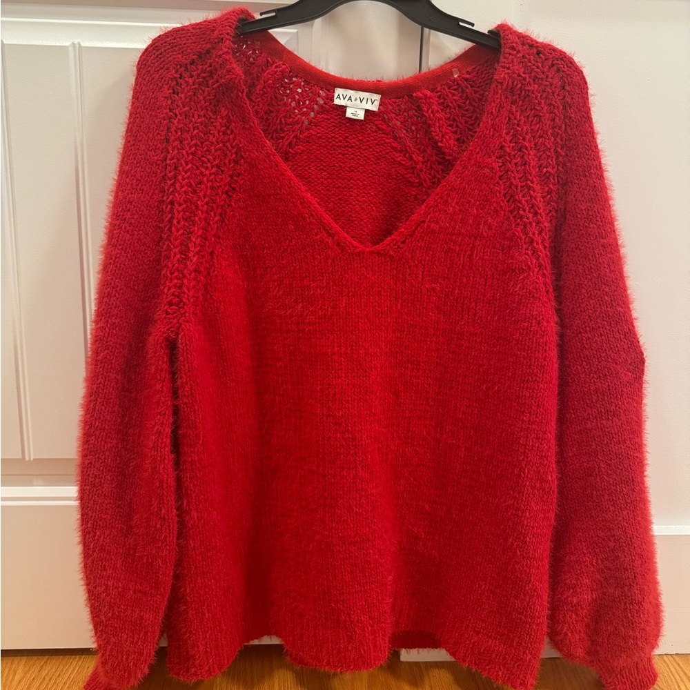 Red fuzzy sweater